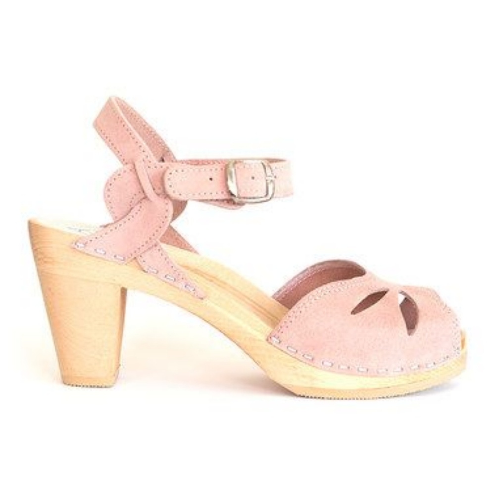 Pale pink suede Maguba clog sandals